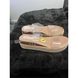 Steve Madden Defuse Clear Sandal studded platform 9